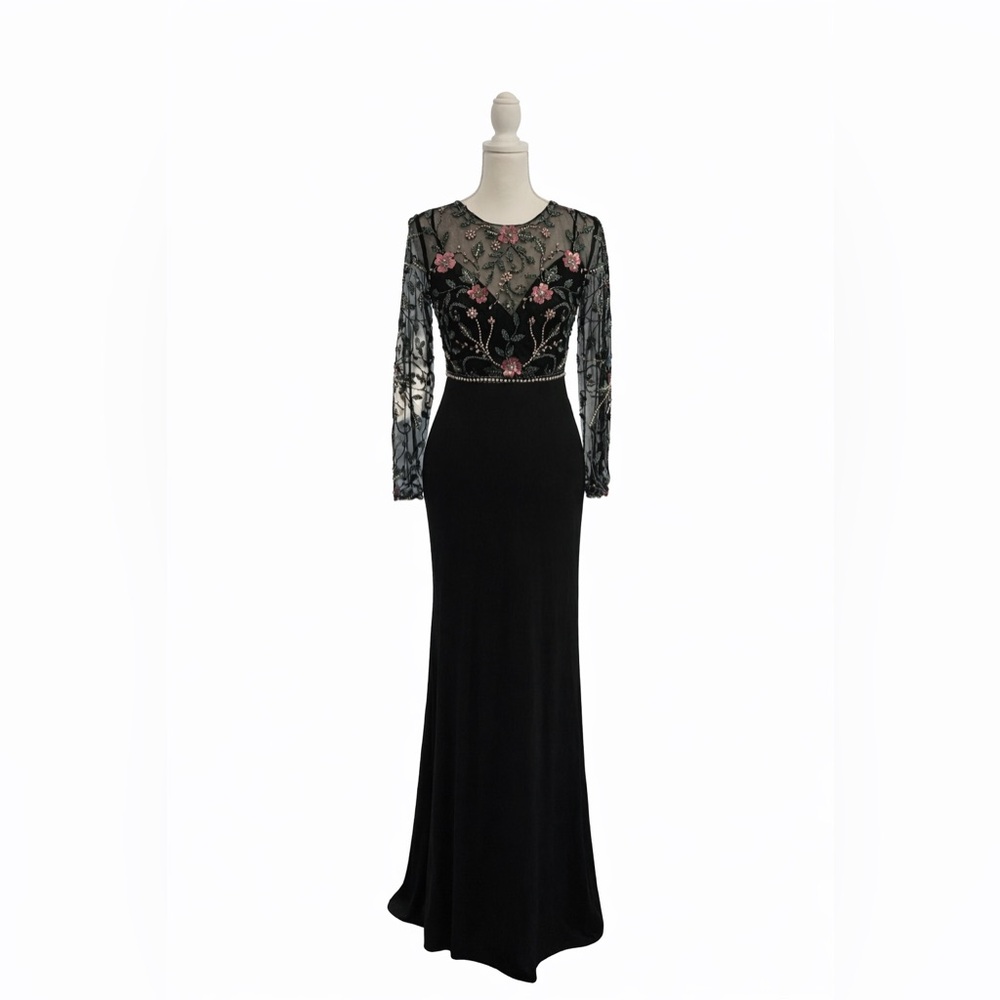 NWT - MAC DUGGAL - Beaded Illusion Trumpet Gown;Color- Black;Size 0;Style 67870